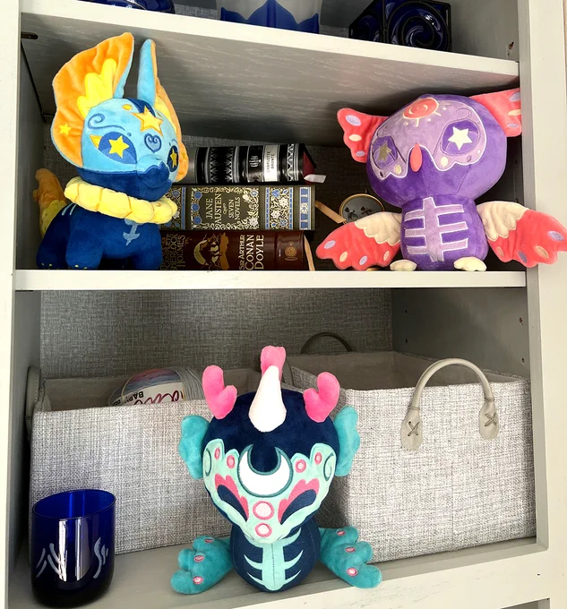 Some more  They're all made of super soft, minky fabric- The tallest stands at roughly 11 inches- Lightweight with some beanie support- The initial Kickstarter goal will fund the first 3 plushies, with the rest of the line being made available through stretch goals! 