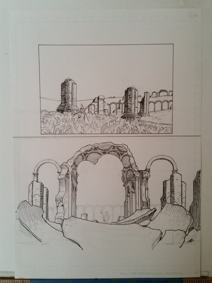 Inking page 27 of Rubble of the Lotus 