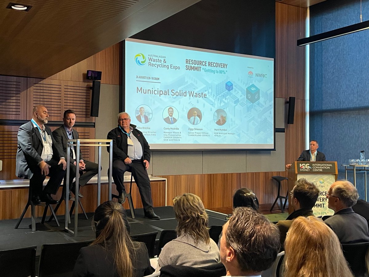 AWREexpo's tweet photo. "We need to harmonise waste strategies across all states and territories, between public and private to achieve 80% diversion from landfill."

Municipal Solid Waste was first on the agenda at the Summit this morning. 

#AWRE #AWRE2022 #ResourceRecoverySummit https://t.co/NwjP5rFiea