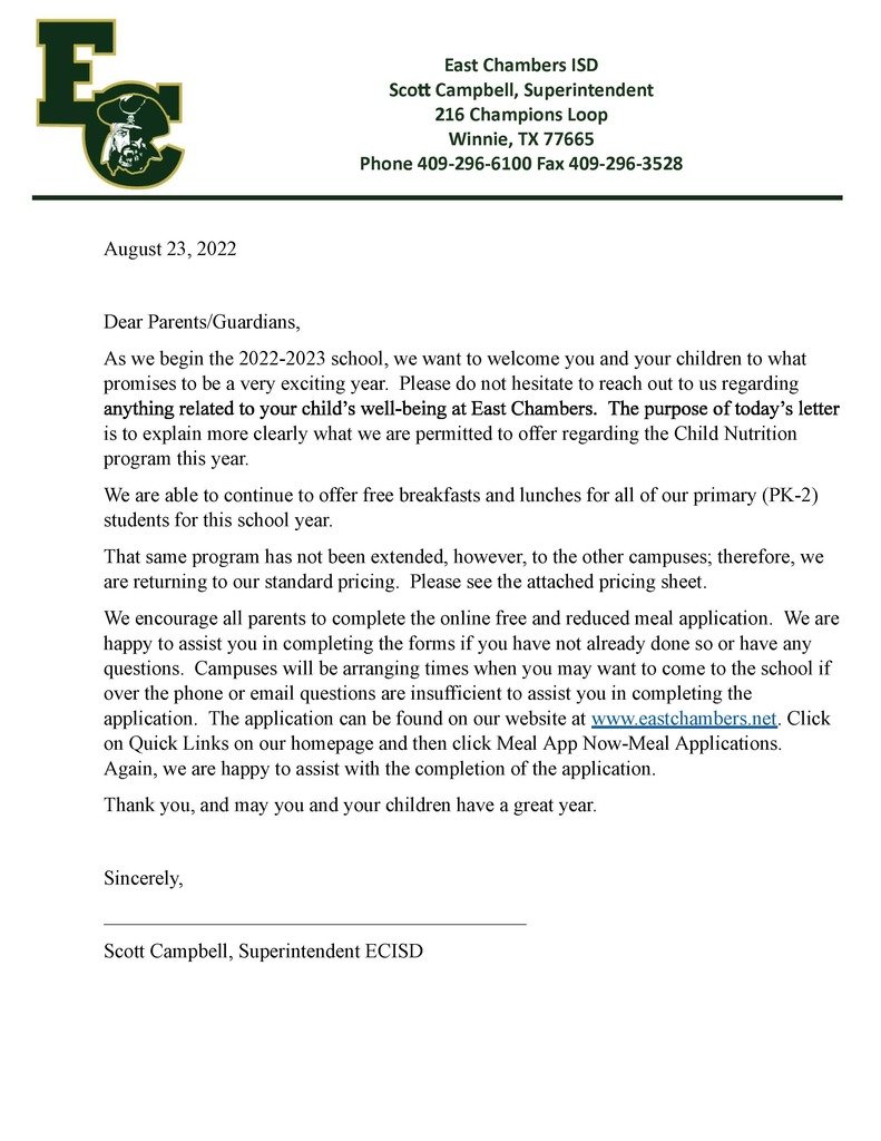 eastchambersisd's tweet photo. We have attached information regarding meal pricing and meal applications. https://t.co/my6ZGcAkZy
