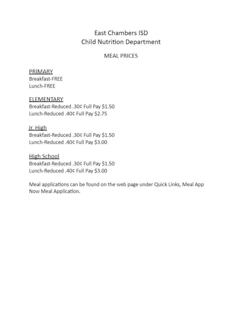 eastchambersisd's tweet photo. We have attached information regarding meal pricing and meal applications. https://t.co/my6ZGcAkZy