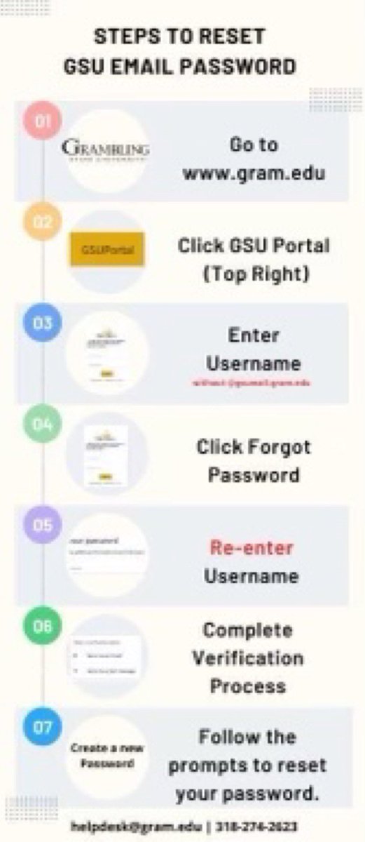 If in need to reset your password for your student email, here are a few quick steps to do so! #GramFam