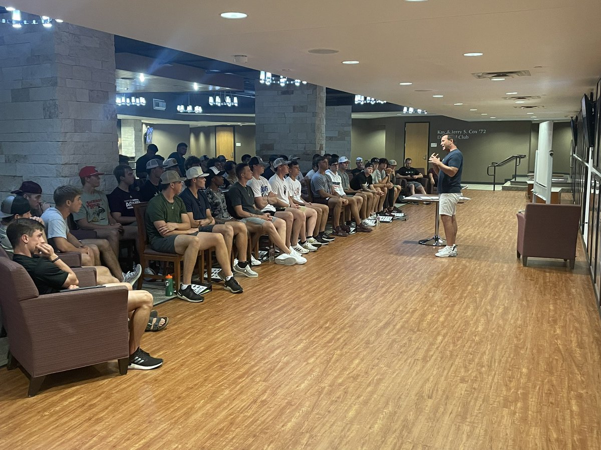 First <a href="/AggieBaseball/">Texas A&M Baseball</a> team meeting ✅ Featured my good friend <a href="/JonGordon11/">Jon Gordon</a> Fired up to get this fall started! 👍👍
