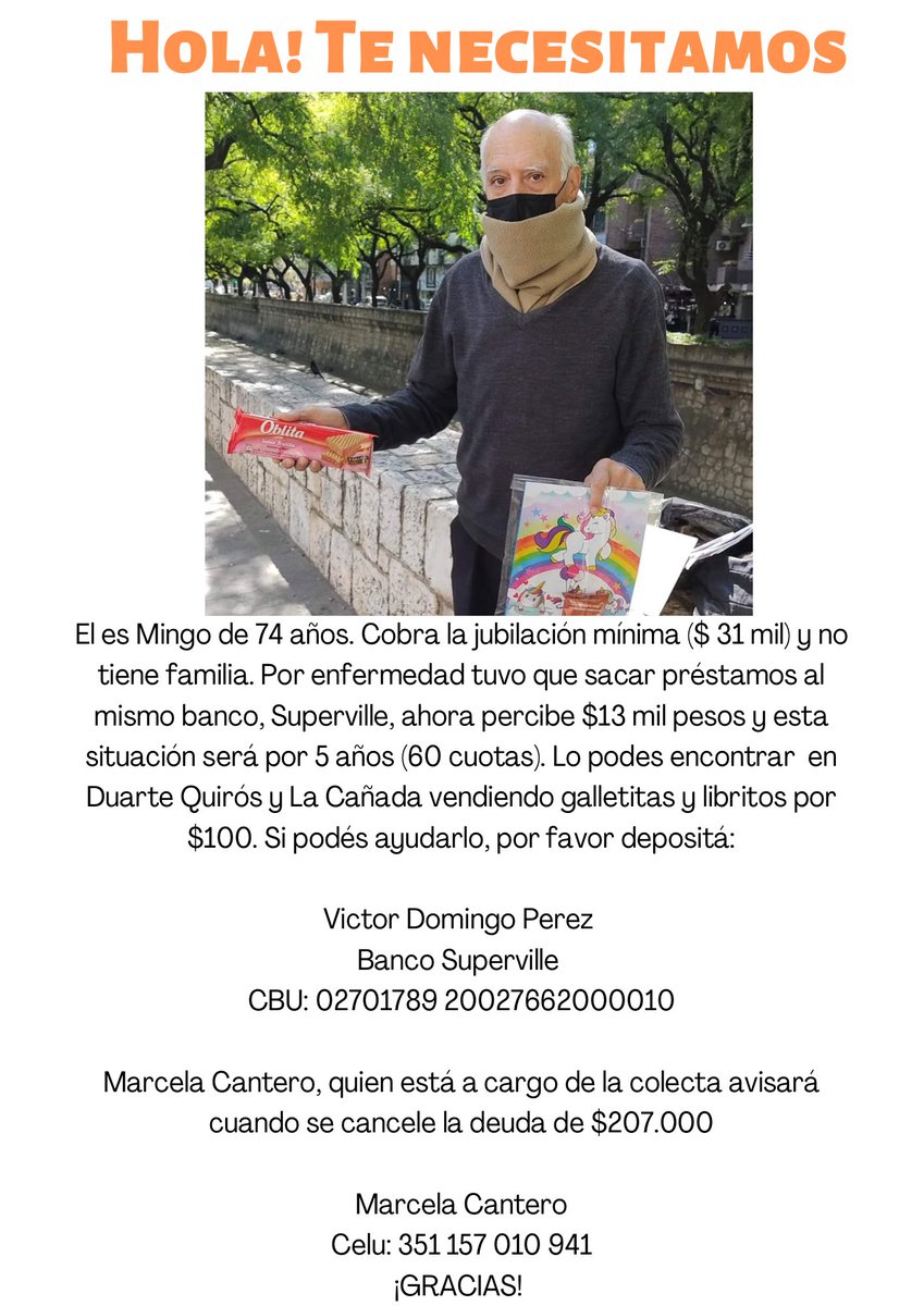 Zari_Arguello's tweet photo. Lo vi en Instagram y espero que la comunidad de twitter también pueda dar una mano! 
CBU: 02701789 20027662000010
ig: fundacionresilient https://t.co/AUHqsMolYt