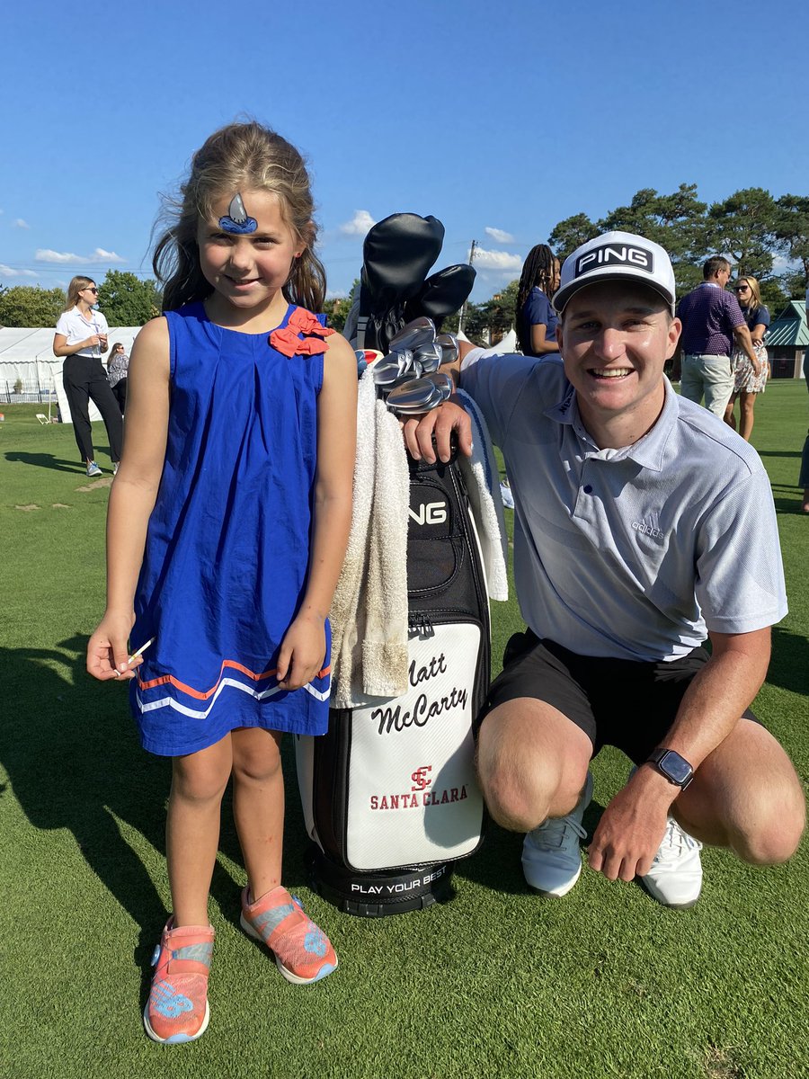 SchrockMorgan's tweet photo. Emery had a great time supporting @nationwidekids tonight by representing leukemia survivors @KornFerryTour. Thanks to @mattmccarty21 for the awesome pro tips and making her feel special. https://t.co/y35wB53bmI