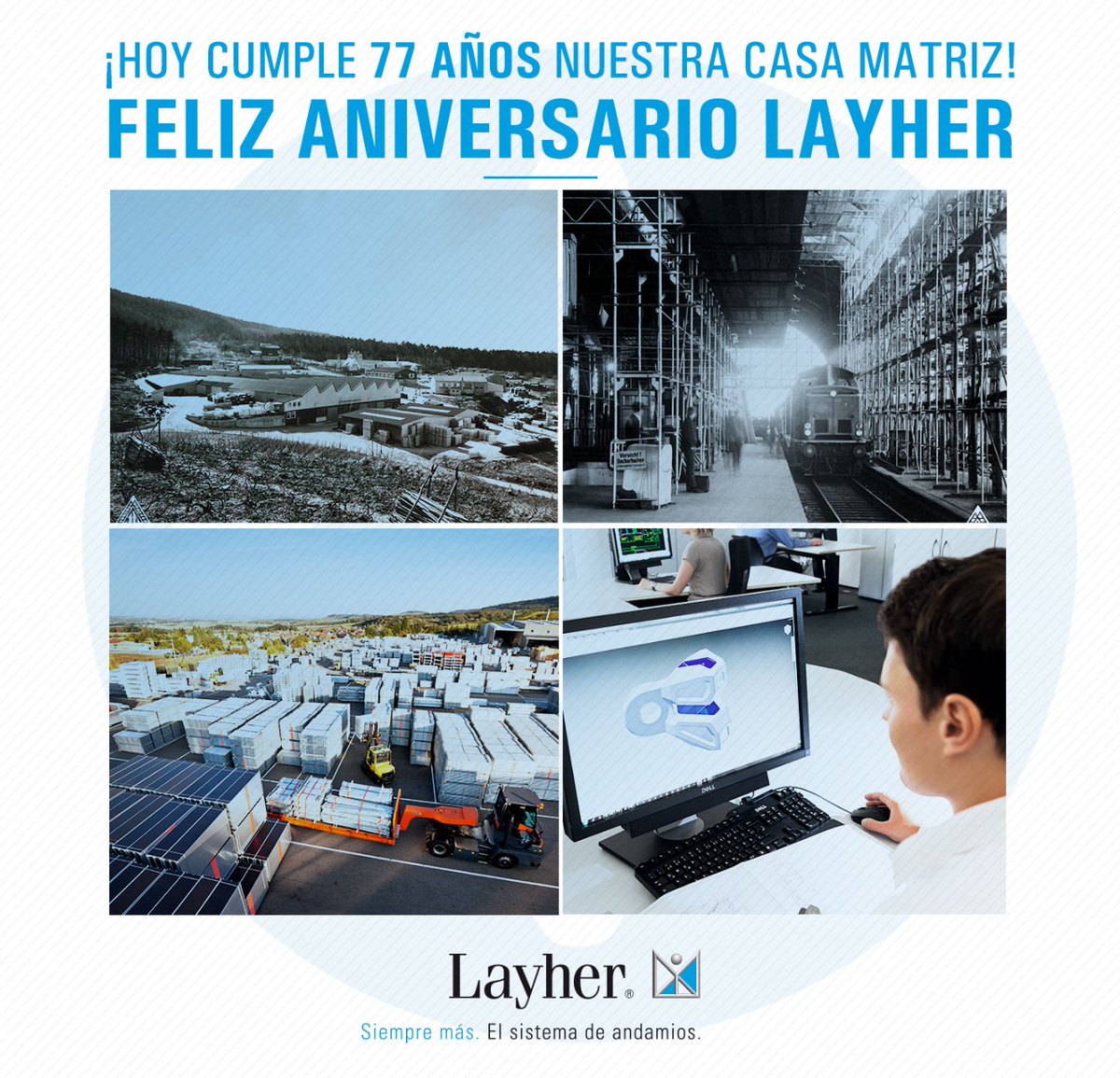 LayherPeru's tweet photo. 💪🏻 ¡Feliz 77 años, Layher! 👷🏼‍♂️👷🏻‍♀️ Trabajamos dando #SiempreMas hasta convertirnos en líderes en sistema de andamios en el mundo.

En #LayherPeru, celebramos con el compromiso, entrega y reconocimiento que nos confían.  ¡Feliz Aniversario! 🎉 https://t.co/XUz3EiNNBt