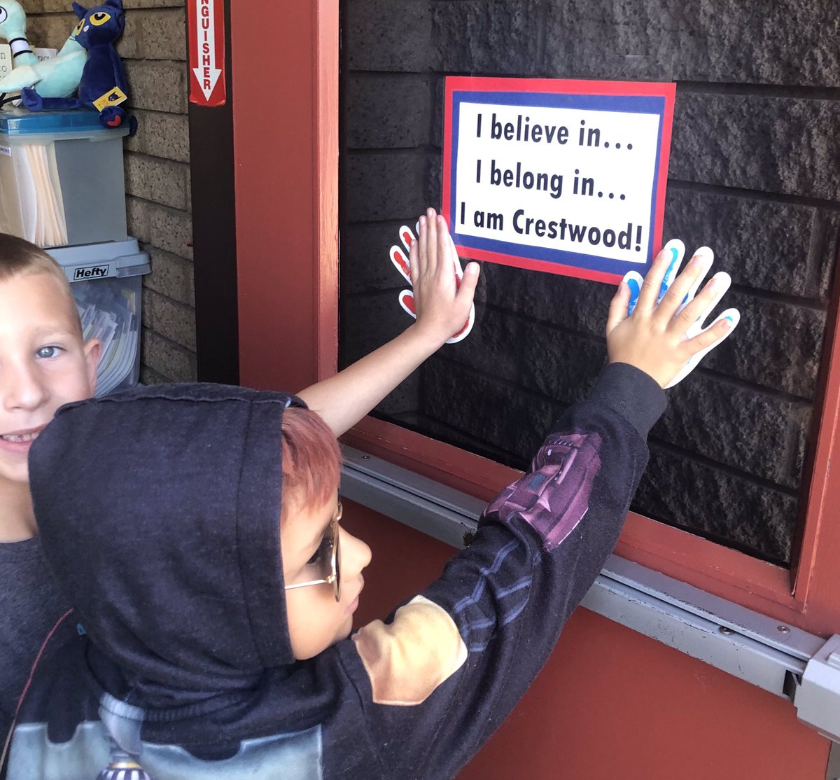What a great way to enter and exit school every day... I Believe in, I belong in, I am Crestwood! #crestwoodchallengers # VisaliaUSD