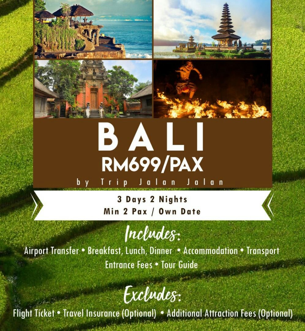 anaptravel's tweet photo. 🏝5D4N Tour Package Bali🏝

Included :
🏨 Hotel 4 nights 
🚘 Transport check in dan out from airport
🚘 Transport 3x full day tour (car, driver, petrol)
🍲 Meal (B 4x, L 3x, D 3x)
🗳 Entrance fee ticket
🏷 Parking fee
💳 Toll fee
💝 Insurance https://t.co/Dzefy9EJ9M