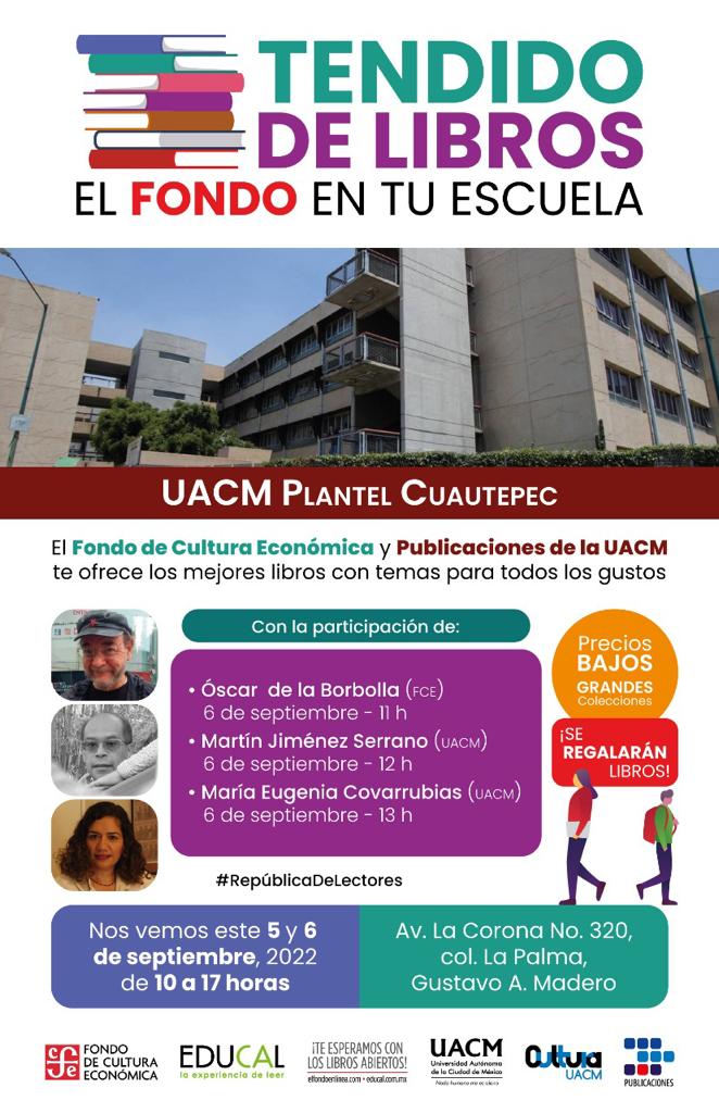 FCEMexico's tweet photo. ¡Próximamente tendremos #TendidoDeLibros en @UACM #Cuautepec y #SanLorenzoTezonco! Te esperamos en nuestras presentaciones!

@cdcyeu @UACMCuautepec @LibreriasEducal #RepúblicaDeLectores #LeerTransforma https://t.co/MLSwAIhjDD
