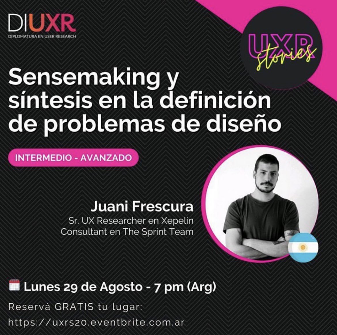 juanifreshness's tweet photo. El lunes 29/8 a las 19 hs ARG, voy a estar hablando sobre la etapa de síntesis en la definición de problemas en UX Research. Es free y pueden inscribirse en https://t.co/yAlzGyf6MC https://t.co/7Q7mof9anE