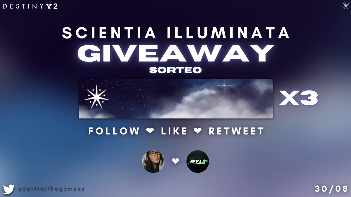 Ryusuri's tweet photo. 💜SCIENTIA ILLUMINATA EMBLEM💜
💜GIVEAWAY / SORTEO💜

💠 Follow @Tsubanechan, @Ryusuri &amp; @destinygamees 

💠 Like &amp; Retweet

¡Good luck everyone, mucha suerte a todos!☺️ https://t.co/QAdoCJVDHI