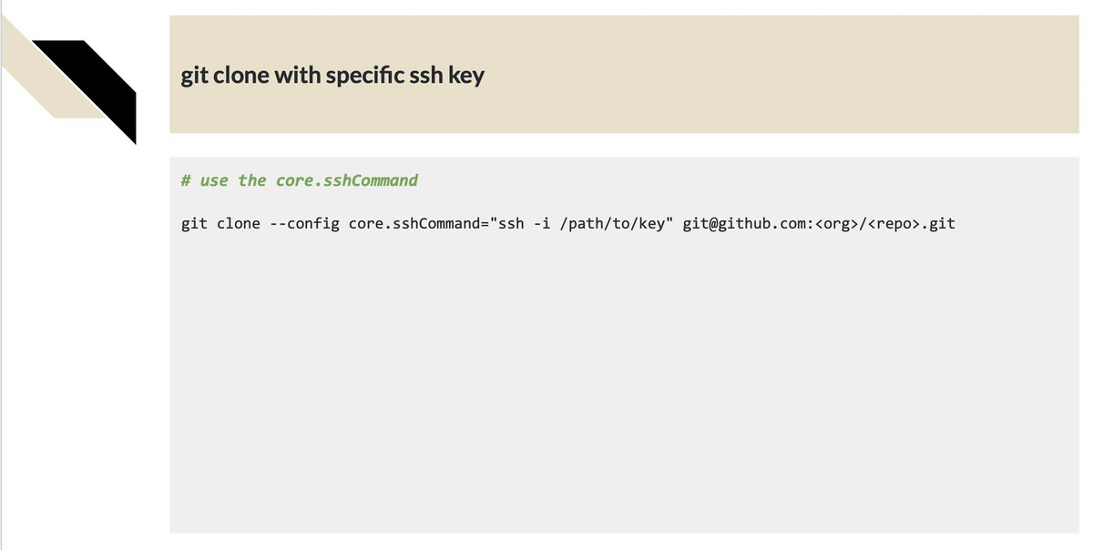 rafaelmnatali's tweet photo. #github you can clone a repository using a specific ssh key. Use the `core.sshCommand` option from #git clone. https://t.co/jiW1iJGiaY