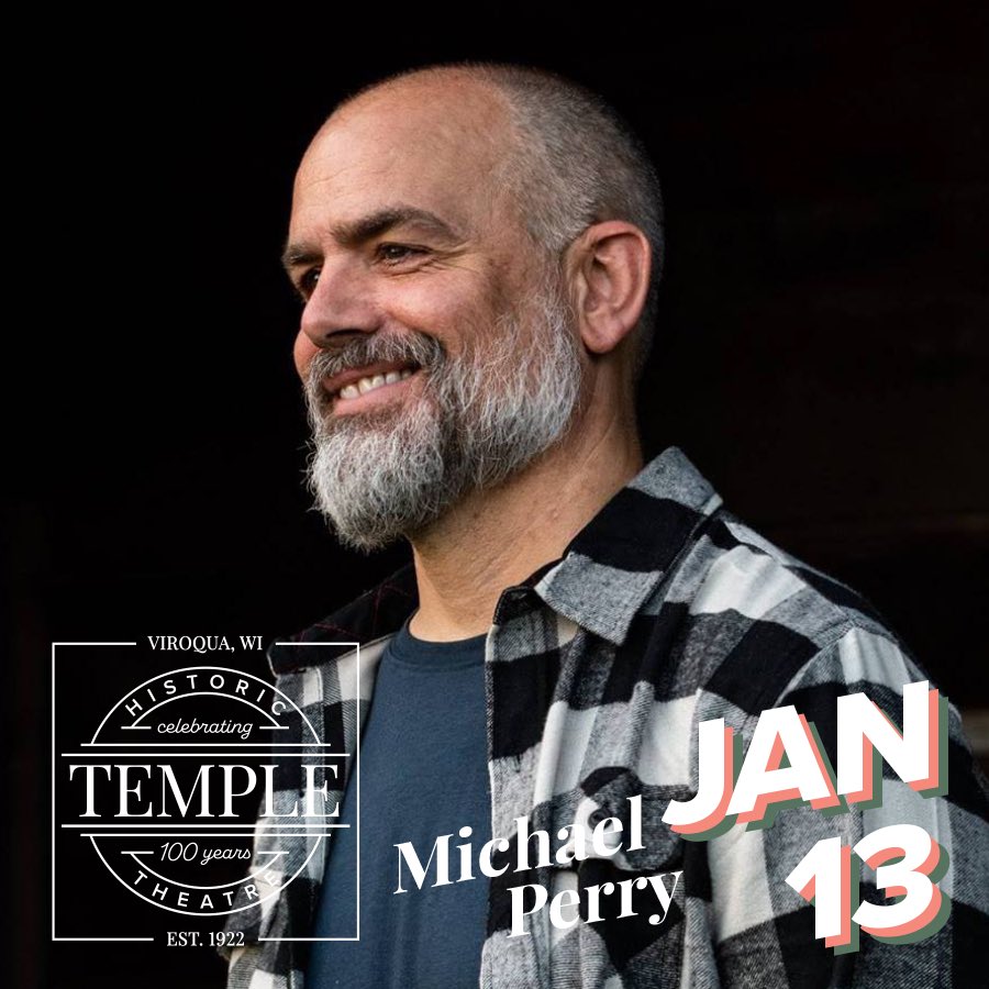 HistoricTemple's tweet photo. The wit and heart of Michael Perry - @SneezingCow - returns to the Historic Temple Theatre of Viroqua on 1/13

Tickets available September 9th https://t.co/AGeZSKMptf