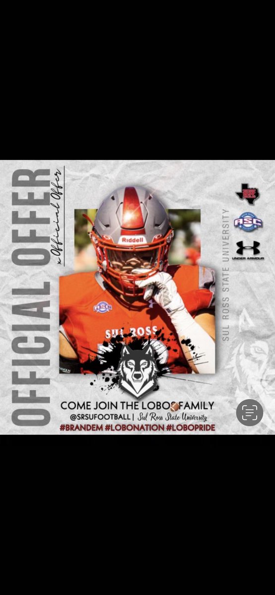 ClydeSchuchart's tweet photo. After a great phone call with @CoachHarmening i am blessed to have received my 4th offer from Sul Ross University! 🔴⚫️ #BRANDEM #LOBONATION #AGTG #RAGE212 @JourdantonPride @satxhsfb https://t.co/VDq7iPTxum