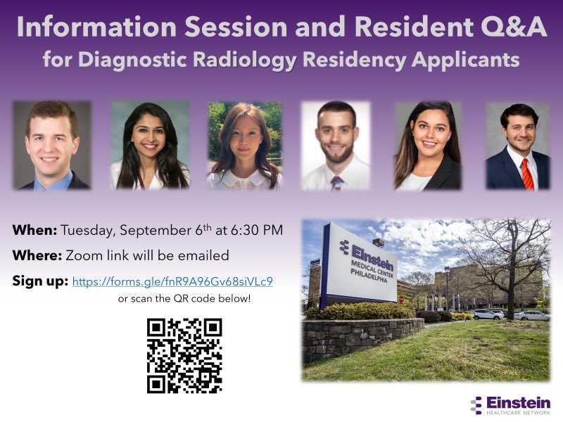 Einstein Radiology Residency (@einsteinradres) on Twitter photo Looking forward to meeting applicants at our upcoming virtual Information Session + Resident Q&A - sign up now! 💜⭐️ #radiologyresidency #radiologyresident <a href="/futureradres/">Future Radiology Residents</a> Looking forward to meeting applicants at our upcoming virtual Information Session + Resident Q&A - sign up now! 💜⭐️ #radiologyresidency #radiologyresident <a href="/futureradres/">Future Radiology Residents</a>