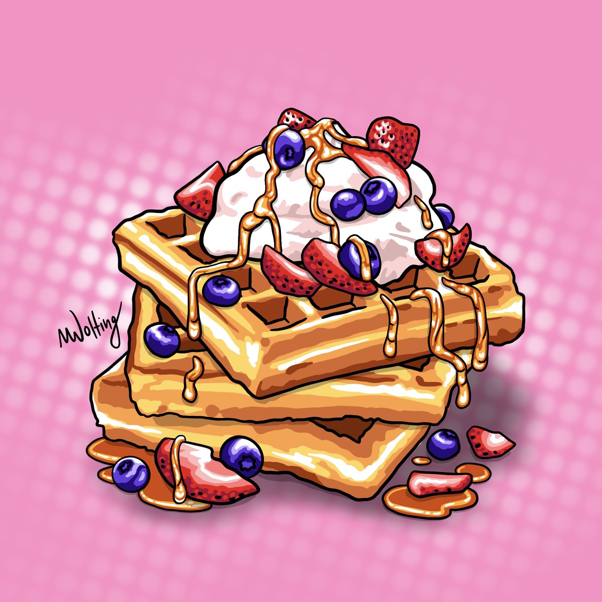 meredithwolting's tweet photo. Okay one more because I just couldn't stop drawing food this weekend #nostalgia #breakfast 🫐🧇🍓 https://t.co/kypBM3M5ua