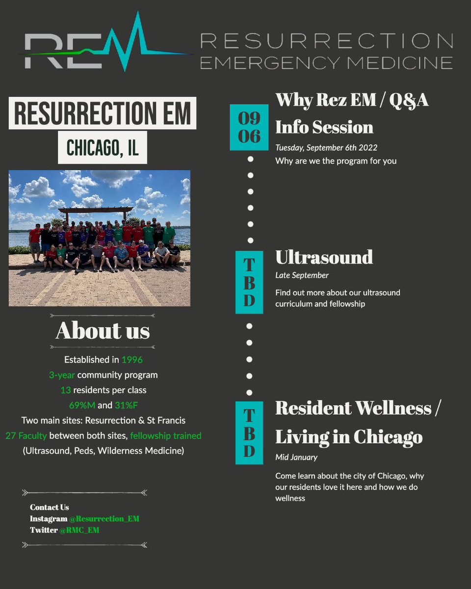 🚨#EMbound #medstudents : Come join us for our zoom info sessions to learn more about our program and ask any questions you have! First one is 9/06 6-7pm. Sign up form below!

forms.gle/oxoQnvtnYoHjqi…

#emergencymedicine #Match2023