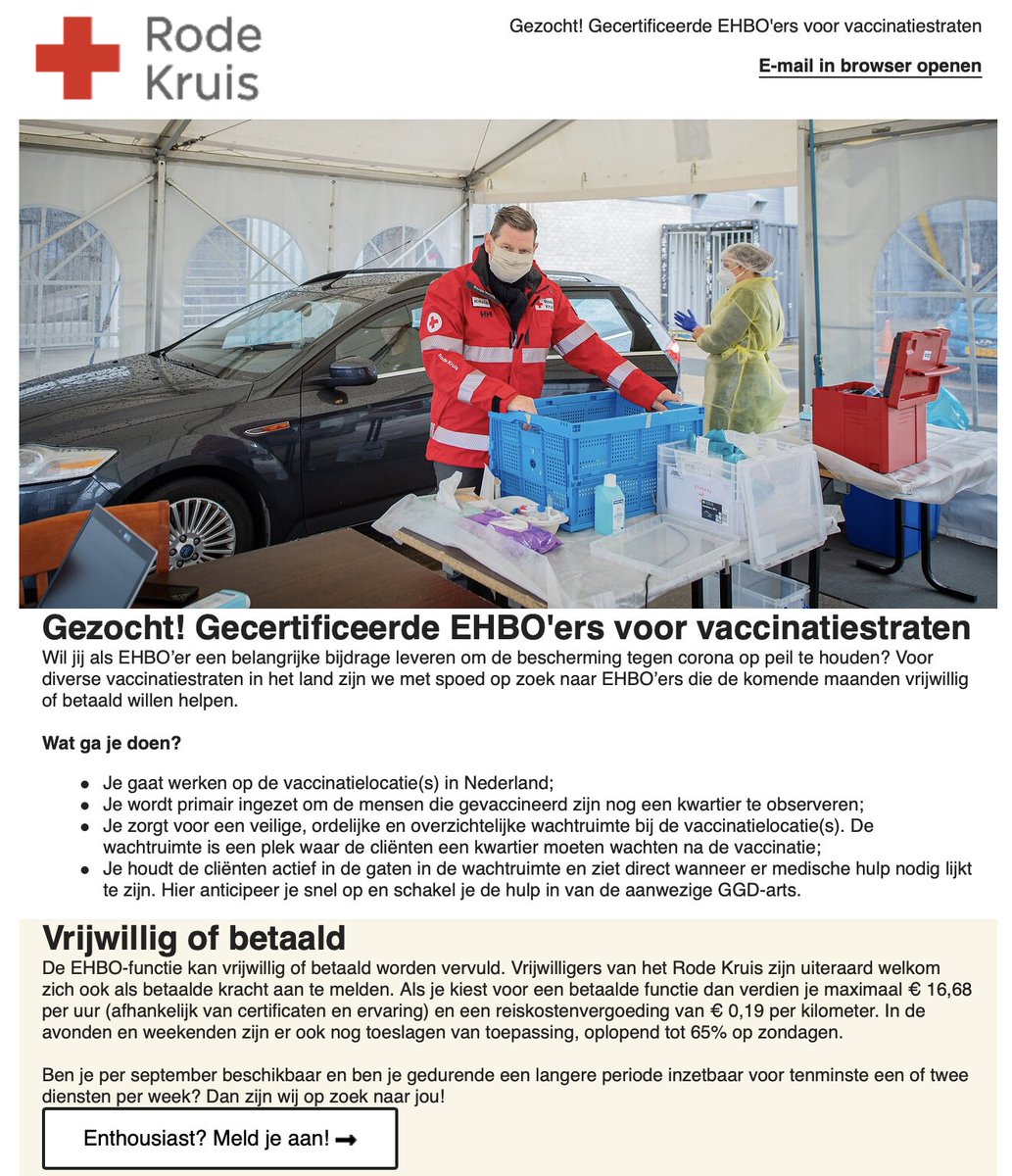 Rode Kruis (!) zoekt mensen zonder principes of moreel besef om landgenoten in te spuiten met experimenteel vaccin.
Wie wil er nog een centje bijverdienen?