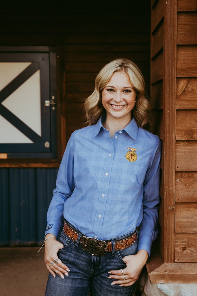 ✨NEW Ladies’ Glen Plaid Shirt - Light French Blue✨
•
•
•
Perfect for Tulsa State Fair! Make sure you’re geared up and shop OKFFAgear.com for all of your 4–H and FFA apparel. 
#okffagear