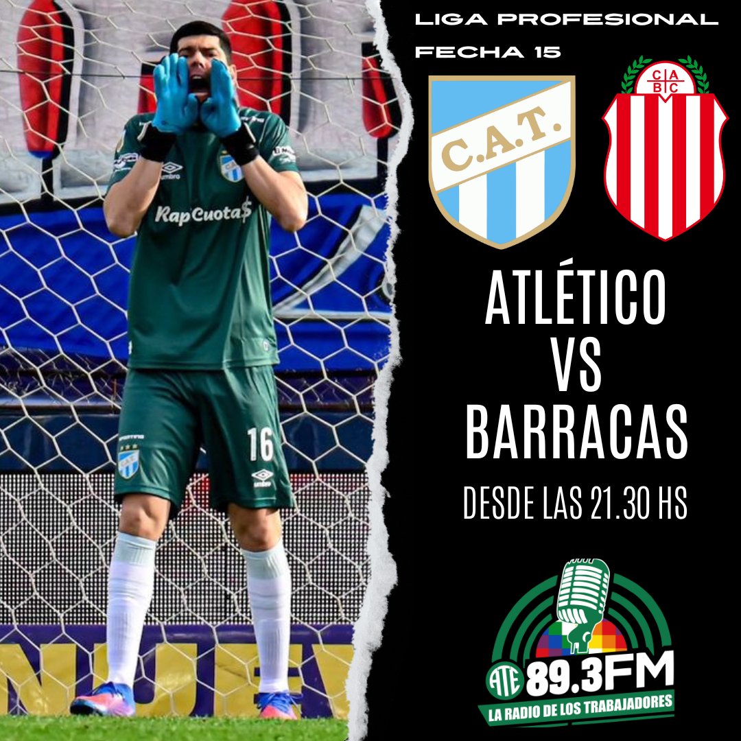 RadioProvTuc's tweet photo. ⚽ #Fecha15 del torneo de la #LigaProfesional🏆
🏟 Desde las 21.30 hs 👉 #AtléticoTucumán 🆚 #BarracasCentral
🎙 Con los relatos de Facundo Cornejo y los comentarios de Álvaro Méndez.
📌 https://t.co/vQfCilL3zD
📻 FM 89.3🎧 #RadioATE https://t.co/odI7ecuclM