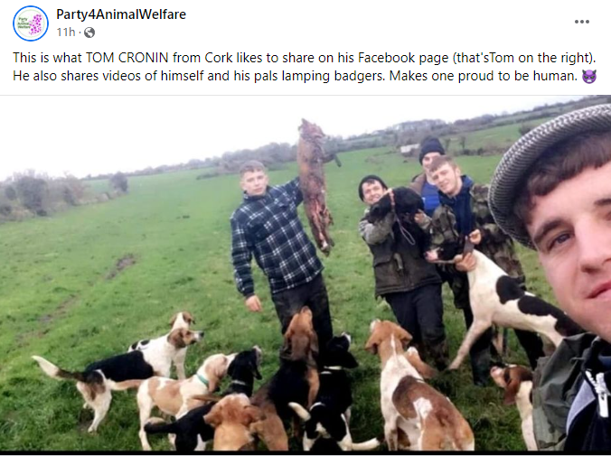 This is what #TOMCRONIN from #Cork likes to share on his Facebook page (that's Tom on the right). He also shares videos of himself and his pals #lampingbadgers . Makes one proud to be human. 👿
#BanBloodSports
#AnimalLivesMatter
@banbloodsports