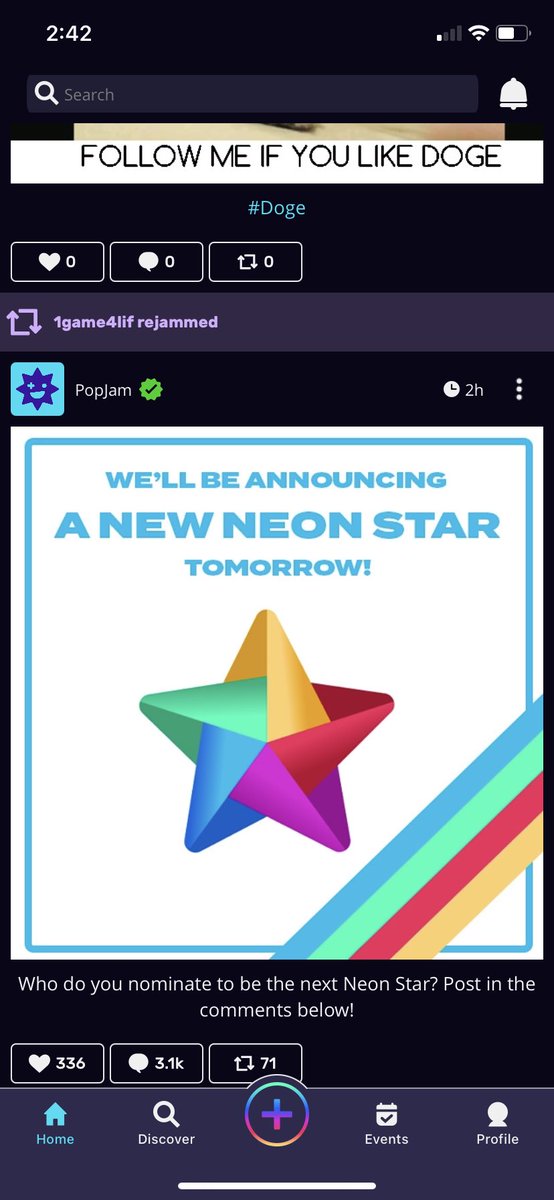 On PopJam there is somebody going to be a neon star and if anybody can help me my user name is @WildNoxh please help me spam and if I win I will do a community drawing :) The app is pop jam whoever helps just tell me and you will be a top friend and you get a follow plz help <3