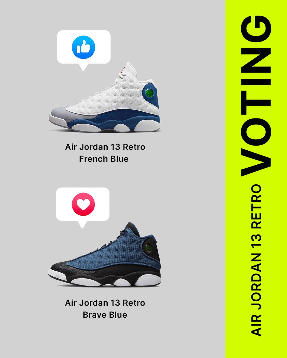 kickscrew's tweet photo. "Cast your vote right now! Which colorway do you like the more? 😻
Air Jordan 13 Retro French Bluei vs. Air Jordan 13 Retro Brave Blue
https://t.co/c4jo5w6kqN

#FindYourPair #nike #airjordan #airjordan13 #sneakers #kickscrew #shoes #sportswear #ootd from @kickscrew  " https://t.co/80bUAgoFmx
