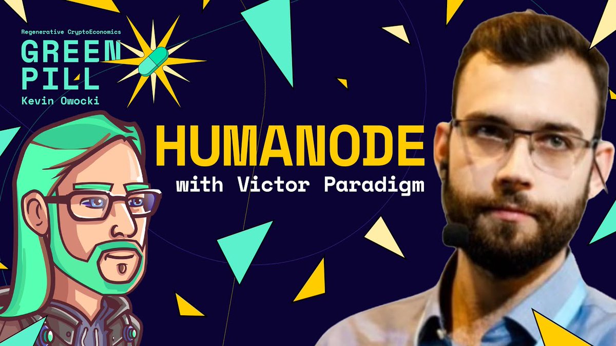 On the latest #greenpill, <a href="/owocki/">owocki</a> speaks to Victor Paradigm, co-founder of <a href="/humanode_io/">Humanode</a> 
a protocol working on a decentralized biometric approach to building a regenerative society.

Take the green pill anon.

Full episode: youtu.be/mYK48FNljVA