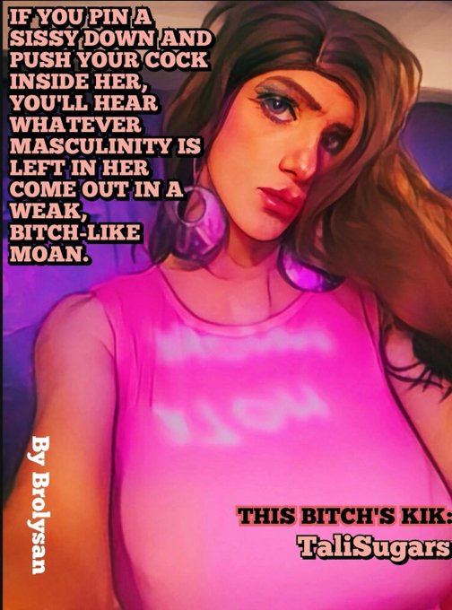 Do you have a weak bitch-like moan?  Caption by Kik: Brolysan Caption Model Kik: TaliSugars  #Sissy Caption<a href="/tag/sissy"class="tags"><span>#sissy</span></a><a href="/tag/sissification"class="tags"><span>#sissification</span></a><a href="/tag/hypno"class="tags"><span>#hypno</span></a><a href="/tag/ts"class="tags"><span>#ts</span></a><a href="/tag/feminization"class="tags"><span>#feminization</span></a>