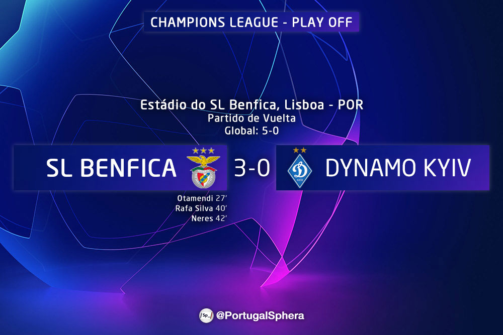 PortugalSphera's tweet photo. Después de la victoria en la ida (0-2), el Benfica selló su pase a la fase de grupos de la Liga de Campeones, al vencer esta tarde al Dynamo Kyiv, por 3-0, en el Estádio da Luz.

Las águilas estarán en el bombo 3 del sorteo de la fase de grupos de la #UCL.

#SLBDynamo https://t.co/amaxmRtp1b