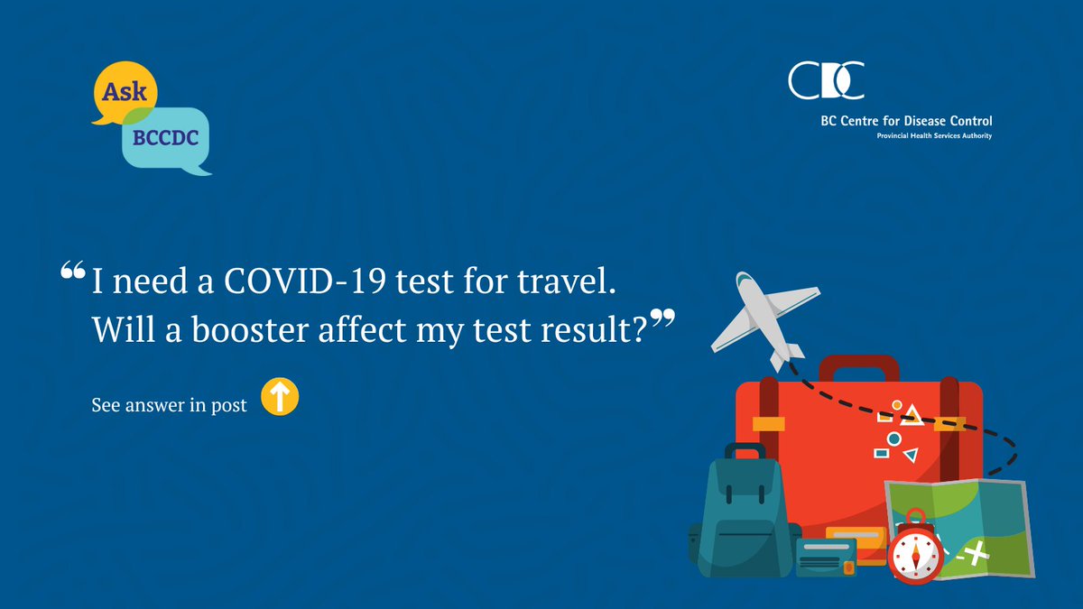 CDCofBC's tweet photo. A: Getting a COVID-19 vaccine does not affect your test result and will not cause you to test positive for the virus. You can find information on boosters here: https://t.co/lf7hjbowME
#AskBCCDC https://t.co/3iOEb62Ol6