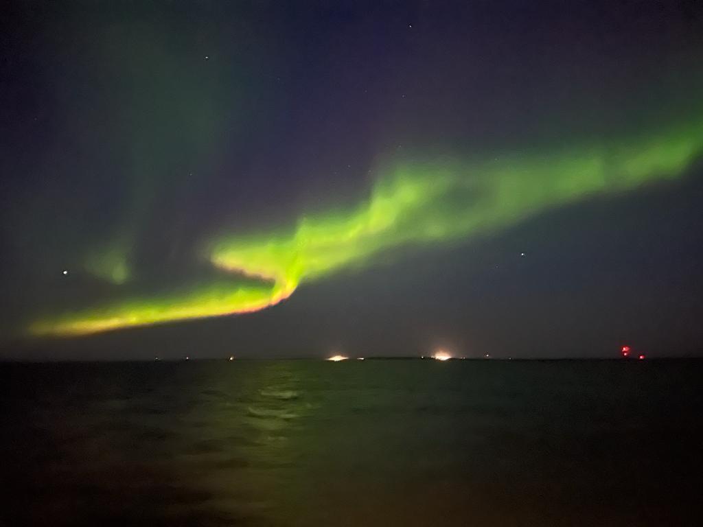 NG_PristineSeas's tweet photo. As our expedition team was spending their final night together aboard the Polar Prince, the northern lights treated them to one last spectacular show. On one side of the sky, the northern lights danced over Churchill, and on the other, over the sunset. 📸 Jennie Knopp https://t.co/S3JAgGTbuP