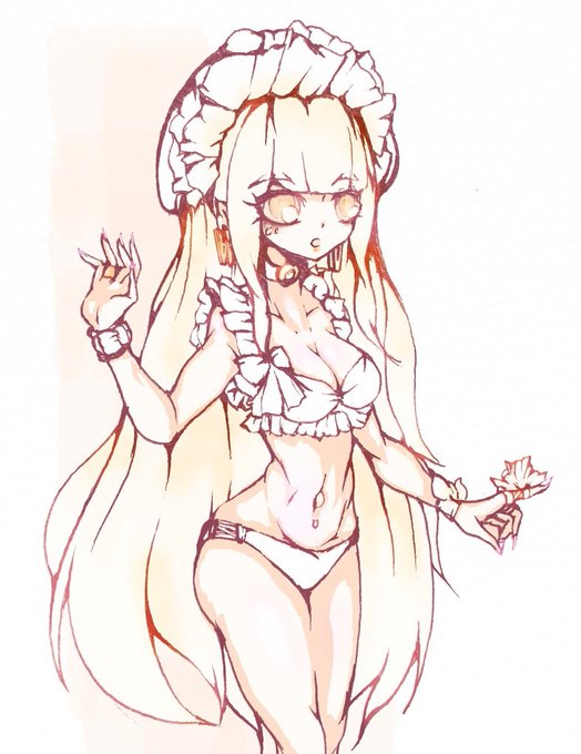 白フリル水着のこ
#創作
#水着 
#水着女子 