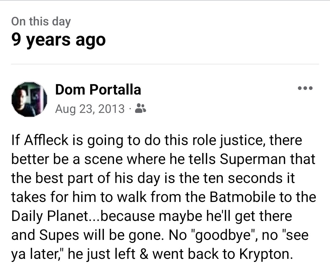 DomPortalla's tweet photo. I stand by my initial reaction to the news of #batfleck.

#batfleckforever #goodwillbatfleck #thebombinphantoms https://t.co/yJqi7KV4Wq