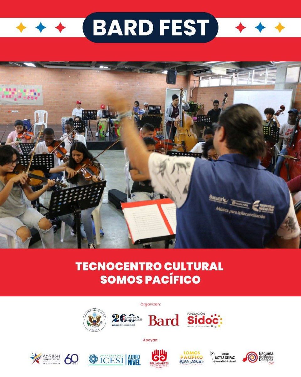 SomosPacificoTC's tweet photo. Mañana a las 6:30 p.m. en la sala Beethoven de @BellasArtesC se llevará acabo el #BardFest, un concierto para celebrar los 200 años de amistad entre EEUU y Colombia y donde #SomosPacífico estará presente con el talento musical de 8 de nuestros participantes 👏 https://t.co/i5dEUE0mvk