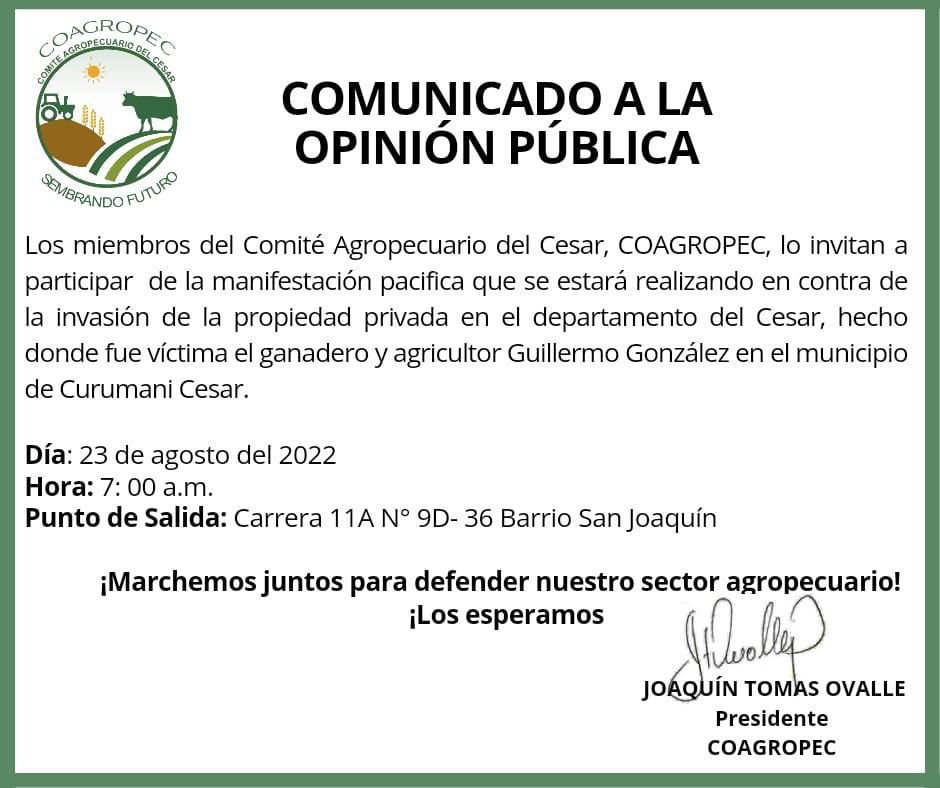 jflafaurie's tweet photo. Invitaciones como ésta contribuye al respaldo que autoridades cumplan con su misión legal y constitucional de hacer respetar la propiedad privada. 

El desalojo pacifico en la tarde de hoy del predio constituye un ejemplo a seguir por la comunidad ganadera. @Fedegan https://t.co/HnPtRgZNDP