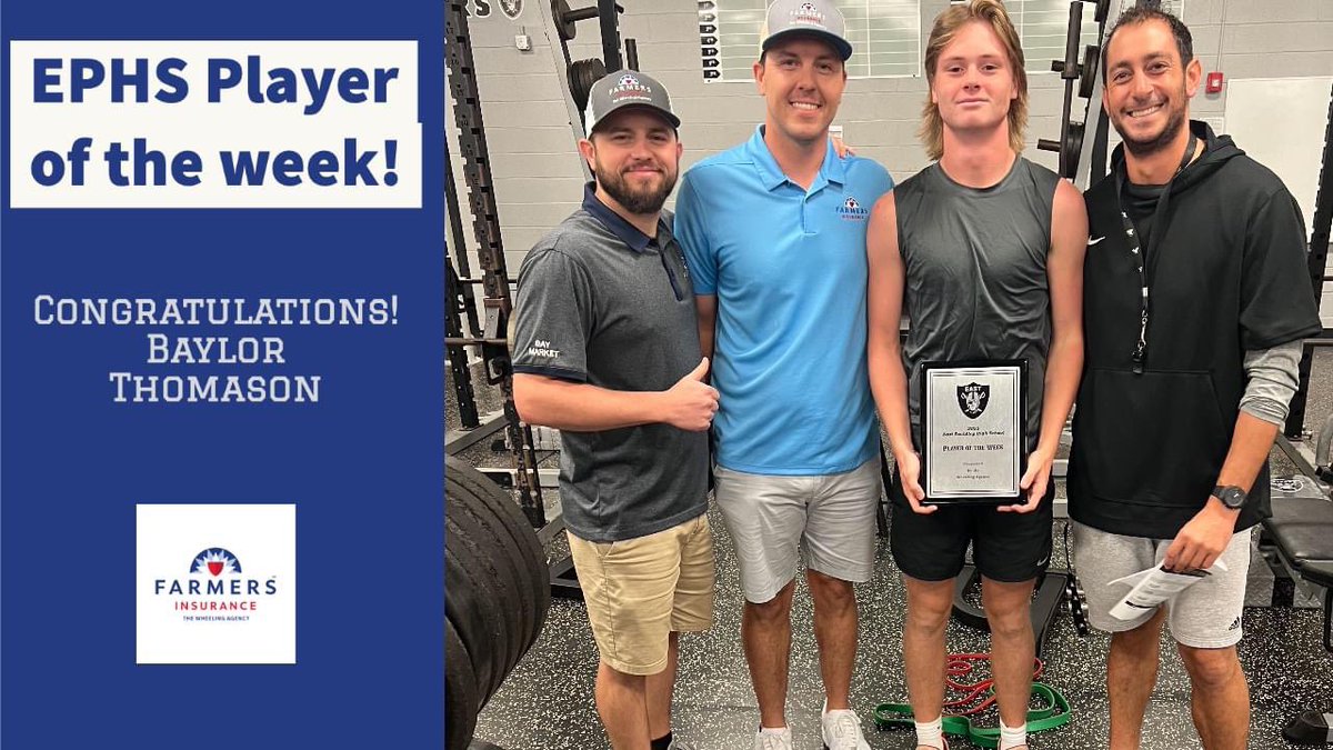 AthleticsEP's tweet photo. Football is back! This weeks @WeAreFarmers player of the week is @BaylorThomason. Baylor went  12-17 passing for 190 yards and 2 TDs in a big win over Woodland High School. WE. ARE. EAST. 🏴‍☠️🏈🏴‍☠️ @EPHS_RaidersFB https://t.co/l2tSJ9gniQ