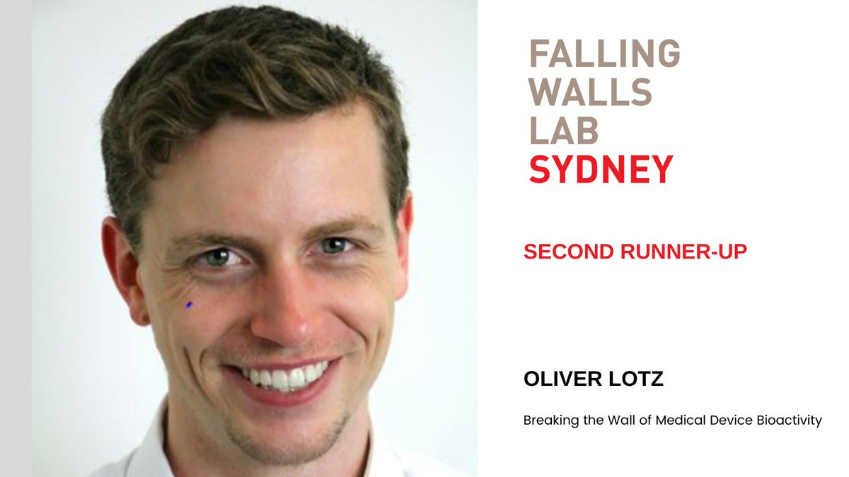 EURAXESS Australia & New Zealand (@euraxess_ausnz) on Twitter photo 🥁The Second Runner-up of <a href="/Falling_Walls/">Falling Walls</a> Lab Sydney is Oliver Lotz (<a href="/forge_thefuture/">Oliver Lotz</a>) from <a href="/Sydney_Uni/">University of Sydney</a>/ <a href="/Eng_IT_Sydney/">Engineering Sydney Uni</a>, Breaking the Wall of Medical Device Bioactivity!
Many congratulations🎉👏
<a href="/Euraxess_AusNZ/">EURAXESS Australia & New Zealand</a>, <a href="/DAAD_Australia/">DAAD Australia</a>, <a href="/Science_Academy/">Australian Academy of Science</a>, <a href="/GermanyDiplo/">GermanForeignOffice</a>, <a href="/GermanyInOz/">German Embassy AUS</a> 🥁The Second Runner-up of <a href="/Falling_Walls/">Falling Walls</a> Lab Sydney is Oliver Lotz (<a href="/forge_thefuture/">Oliver Lotz</a>) from <a href="/Sydney_Uni/">University of Sydney</a>/ <a href="/Eng_IT_Sydney/">Engineering Sydney Uni</a>, Breaking the Wall of Medical Device Bioactivity!
Many congratulations🎉👏
<a href="/Euraxess_AusNZ/">EURAXESS Australia & New Zealand</a>, <a href="/DAAD_Australia/">DAAD Australia</a>, <a href="/Science_Academy/">Australian Academy of Science</a>, <a href="/GermanyDiplo/">GermanForeignOffice</a>, <a href="/GermanyInOz/">German Embassy AUS</a>