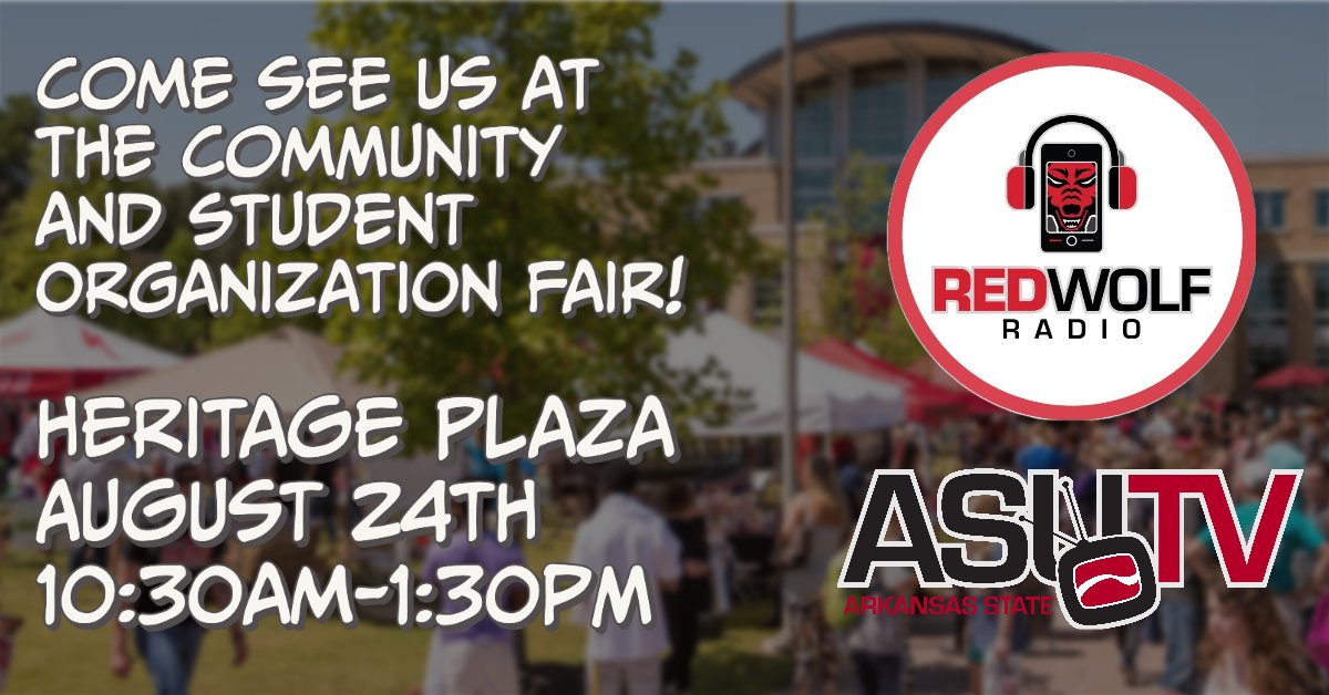RedWolfRadio's tweet photo. Come see us tomorrow at Heritage Plaza for the 2022 Community and Registered Student Organization Fair! https://t.co/r5bP8gcTWE