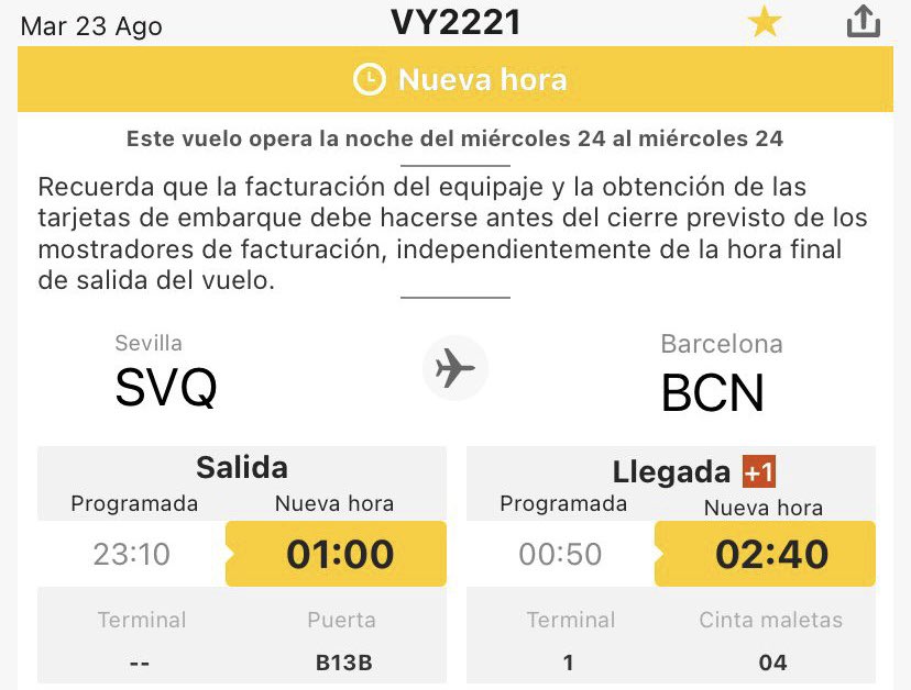 monicaguell12's tweet photo. 0:23 de la noche en el #AeropuertoSevilla y nos están atrasando el vuelo varias horas (todavía sin determinar). Nadie de @vueling para atender a las familias que están a la espera. No hay servicio de restauración desde las 23h en todo el aeropuerto. #vueling #reclamacionesaereas https://t.co/5oF7NJZ7oh