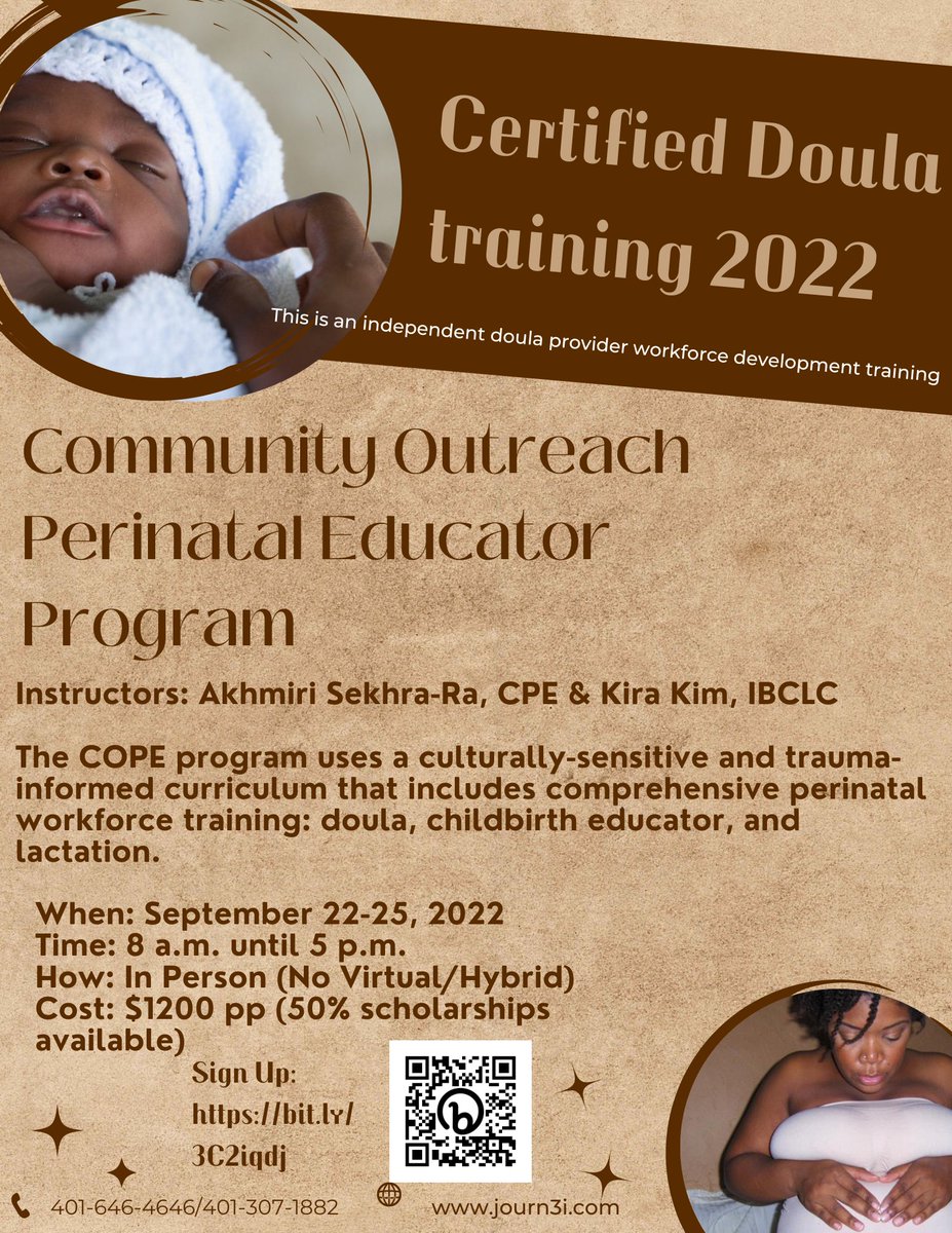 journ3i's tweet photo. Community Outreach Perinatal Educator Program
The COPE program uses a culturally-sensitive and trauma-informed curriculum that includes comprehensive perinatal workforce training: doula, childbirth educator, and lactation.

Sign Up: https://t.co/rA2Eph4A4T https://t.co/w3hjfUI3qB