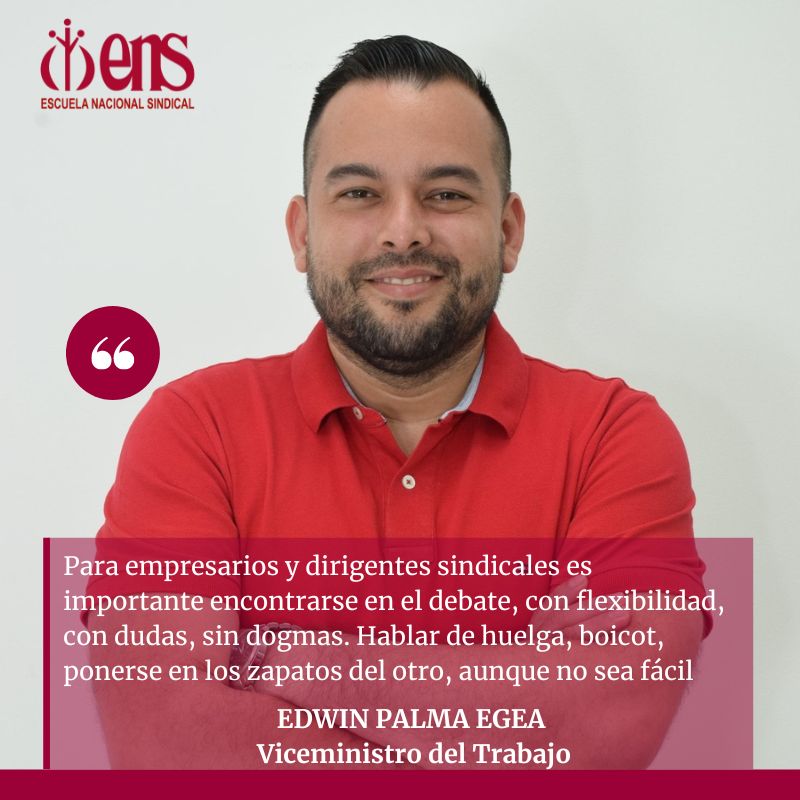 Desde la ENS saludamos la designación de Edwin Palma Egea <a href="/obrero_sindical/">Edwin Palma Egea</a>  como Viceministro de Relaciones Laborales. Conocemos su trayectoria en defensa de las y los trabajadores y la búsqueda de más y mejor diálogo social. ¡Muchos éxitos en sus labores!
