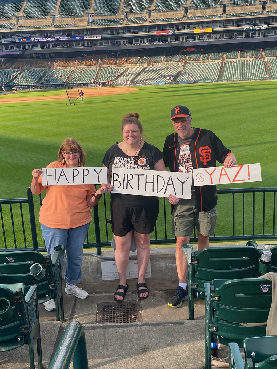 JeffMeena's tweet photo. Watching the @SFGiants and giving a big happy birthday shout out to @mikeyaz18 #section103 https://t.co/w194CoH6dy