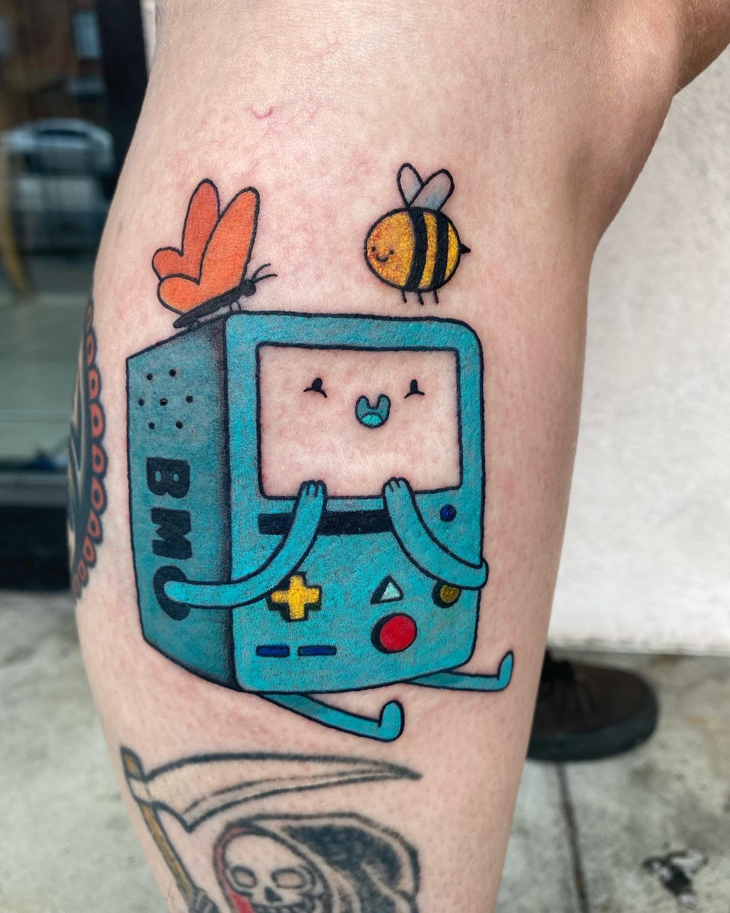Art by Ashley Rachelle  Super excited about my little BMO piece  I cant  wait to add color Who wants to get a tattoo  Adventuretime bmo  tattoo tattoodesign linework outline 