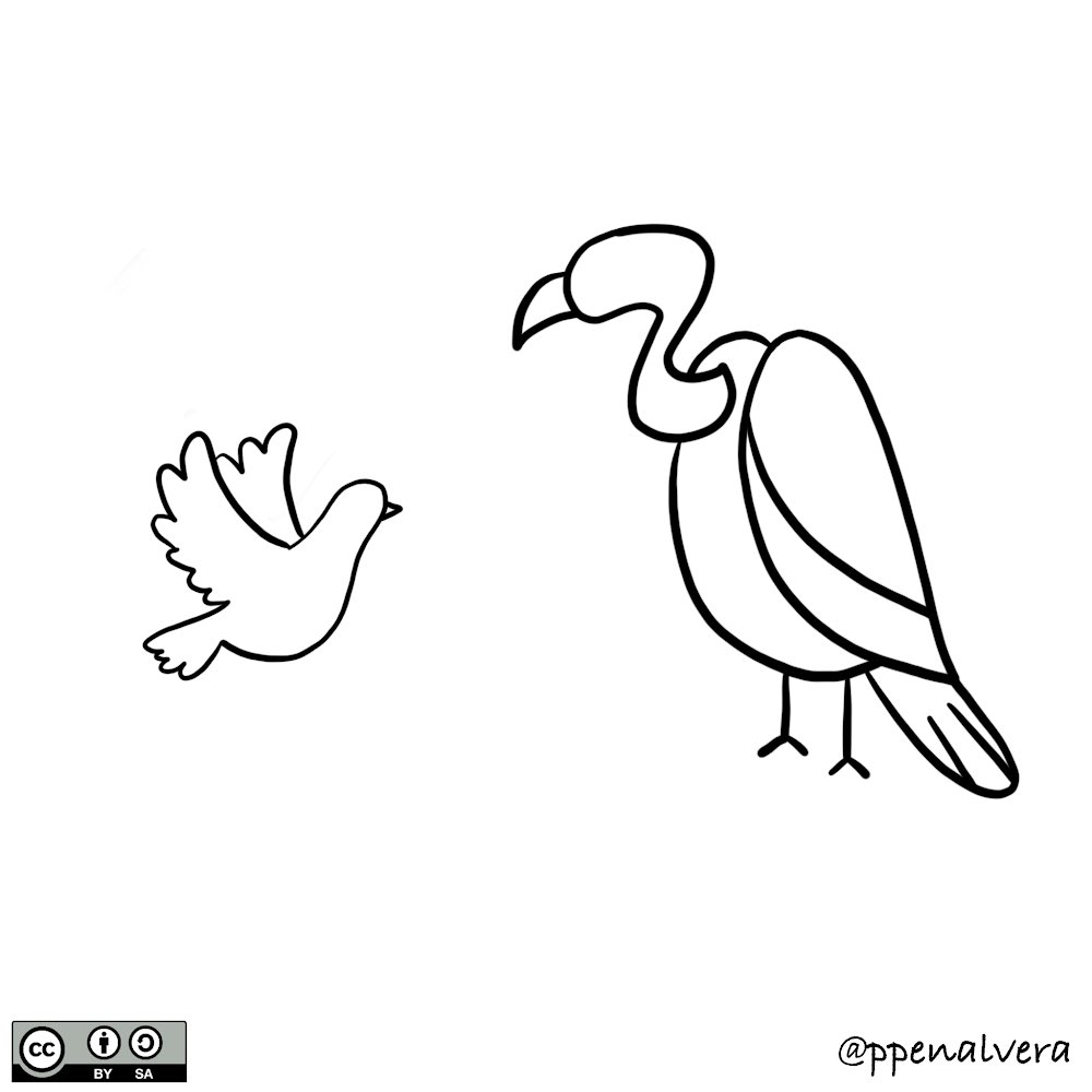 ppenalvera's tweet photo. Palomas VS buitres…
Paz VS carroña
Toros VS toreros
Maltratadas VS maltratadores
Sinceros VS hipócritas
Animales no humanos VS humanos
Los que suman VS los que restan
Mis disculpas a los buitres por la metáfora…
#gestionemocional
#visualart #visualideas #visualthinking https://t.co/lLmIoPx3Z2