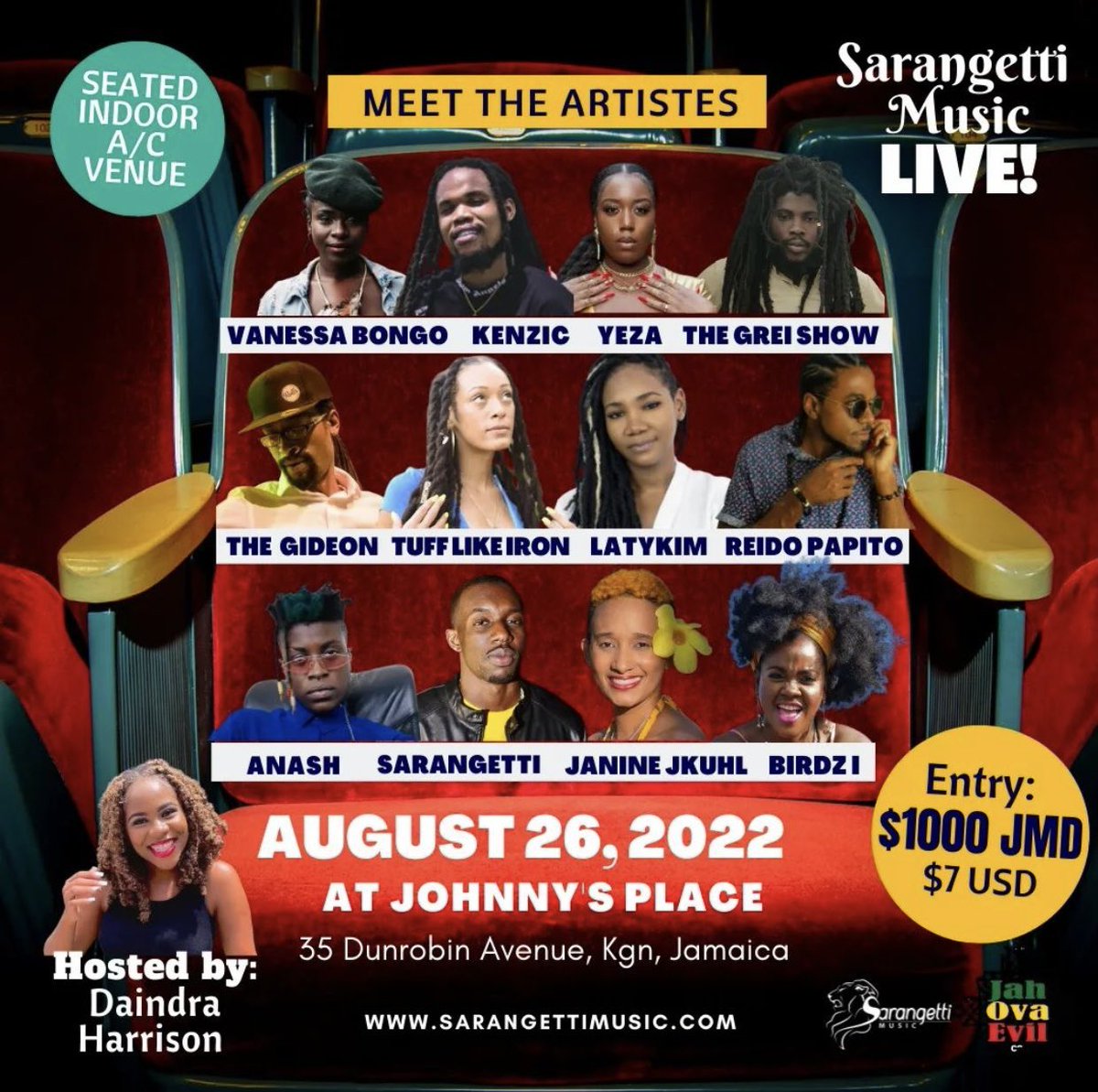 LatyKim's tweet photo. Join us This Friday✨ (Showtime 7pm)
For a wonderful evening. Presold ticket link > https://t.co/rOQypXjKju

#Kingston #Jamaica #artists #live @sarangettimusic #JamaicanMusic #LatyKim https://t.co/QJv1dZbiLP