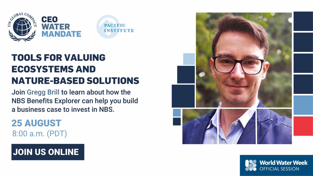 Make sure to join me and other speakers as we discuss the tools for valuing ecosystems and #naturebasedsolutions at #WorldWaterWeek2022 <a href="/PacificInstitut/">Pacific Institute</a> <a href="/H2O_stewards/">CEO Water Mandate</a> <a href="/globalcompact/">UN Global Compact</a>