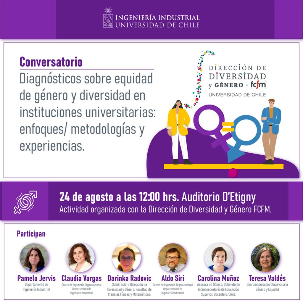 CIO_UChile's tweet photo. CONVERSATORIO | Mañana Claudia Vargas y Aldo Siri de @CIO_UChile  junto a expertas y expertos en género y equidad participarán de un conversatorio sobre enfoques/metodologías y experiencias en instituciones universitarias. Les dejamos la invitación a las 12:00 en Beauchef 851. https://t.co/3x2BzfiFWz