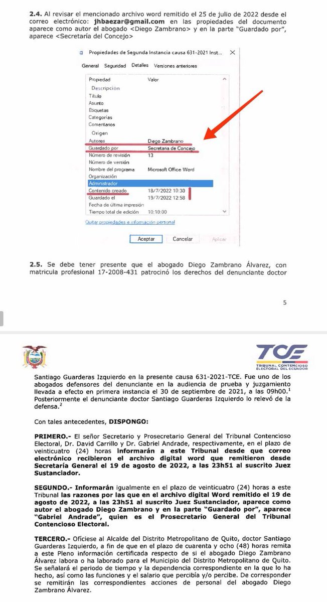 LoroHomero's tweet photo. #Urgentefraude Alerto a Quito, el país y el mundo que el abogado de mi denunciante y empleado municipal fue quien redactó la sentencia del @TCE_Ecuador con la que intentaron quitarme los derechos políticos, el sábado 02h42 am. Lo dice el juez sustanciador de la causa. https://t.co/bAXazVaZpA