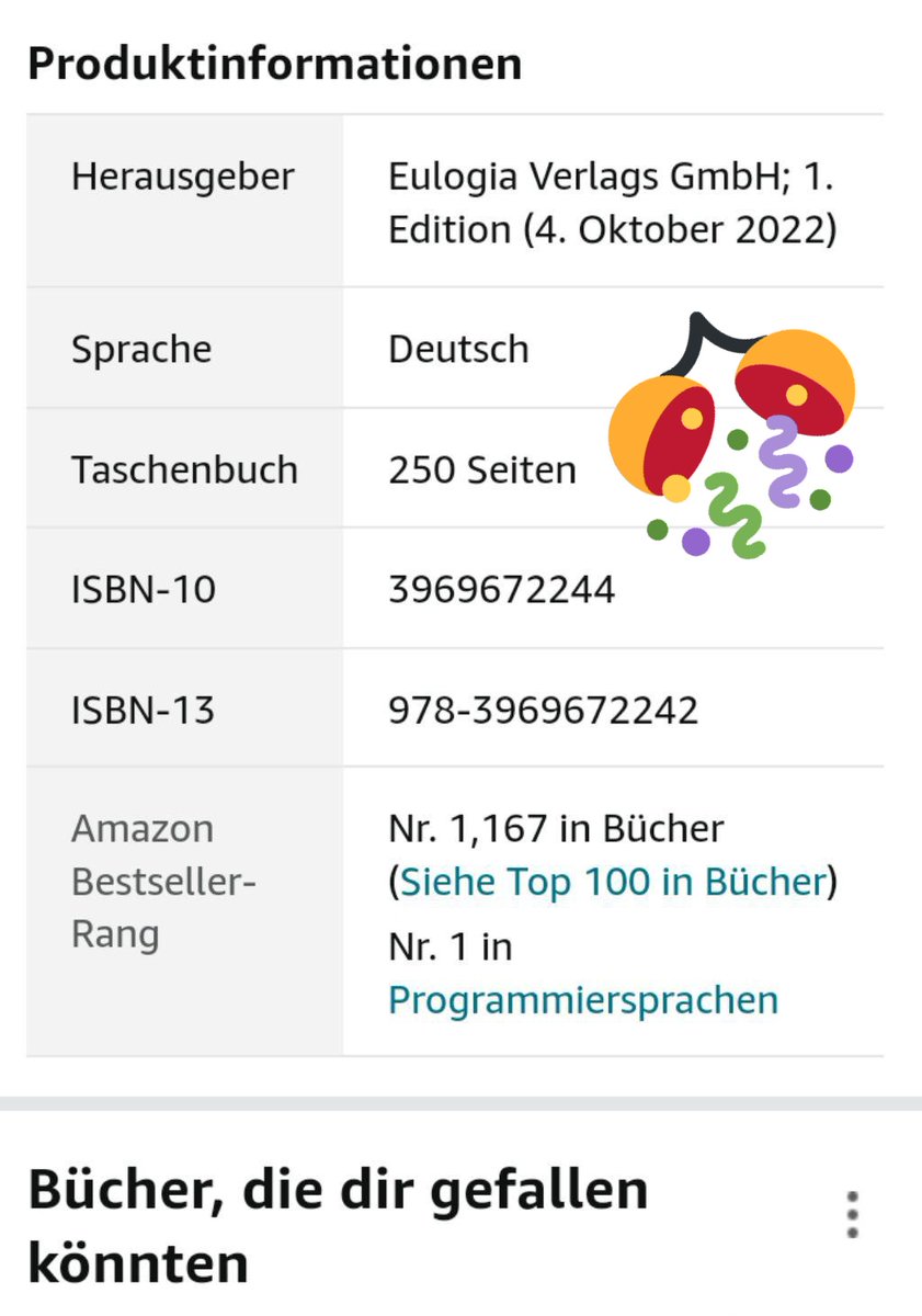 florian_dalwigk's tweet image. Wow, ich bin sprachlos. Mein #Python Buch ist auf Platz 1 in der Kategorie #Programmiersprachen. Vielen, vielen Dank 🙏😊